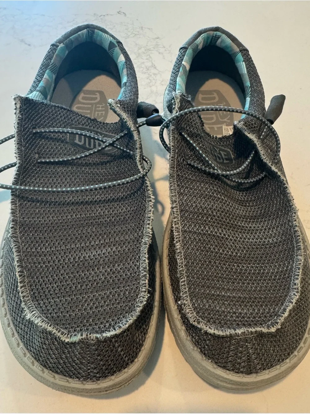 Hey Dude Men’s Charcoal Black Woven Slip-On Loafers excellent condition